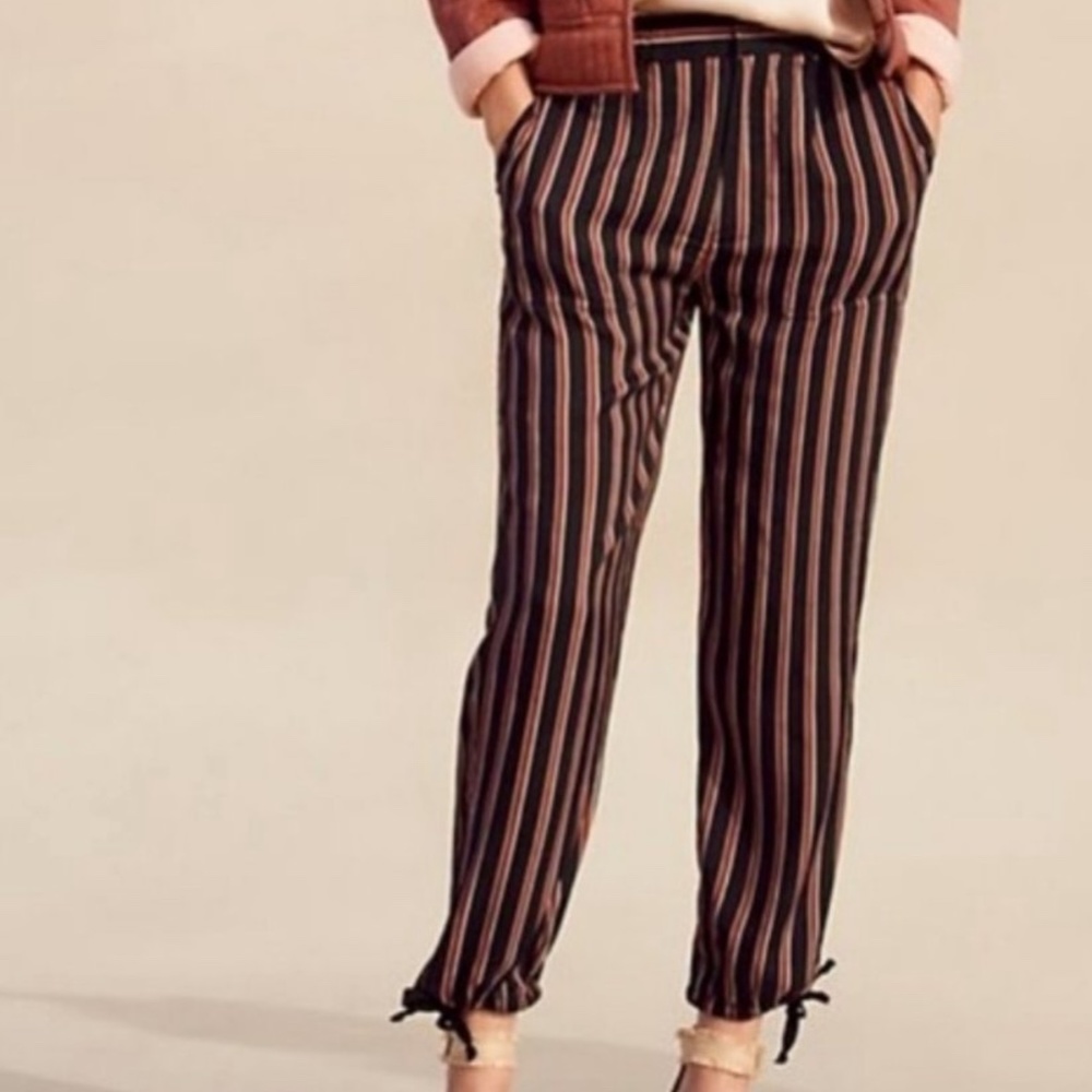 Anthropologie Silky Striped Cropped Joggers